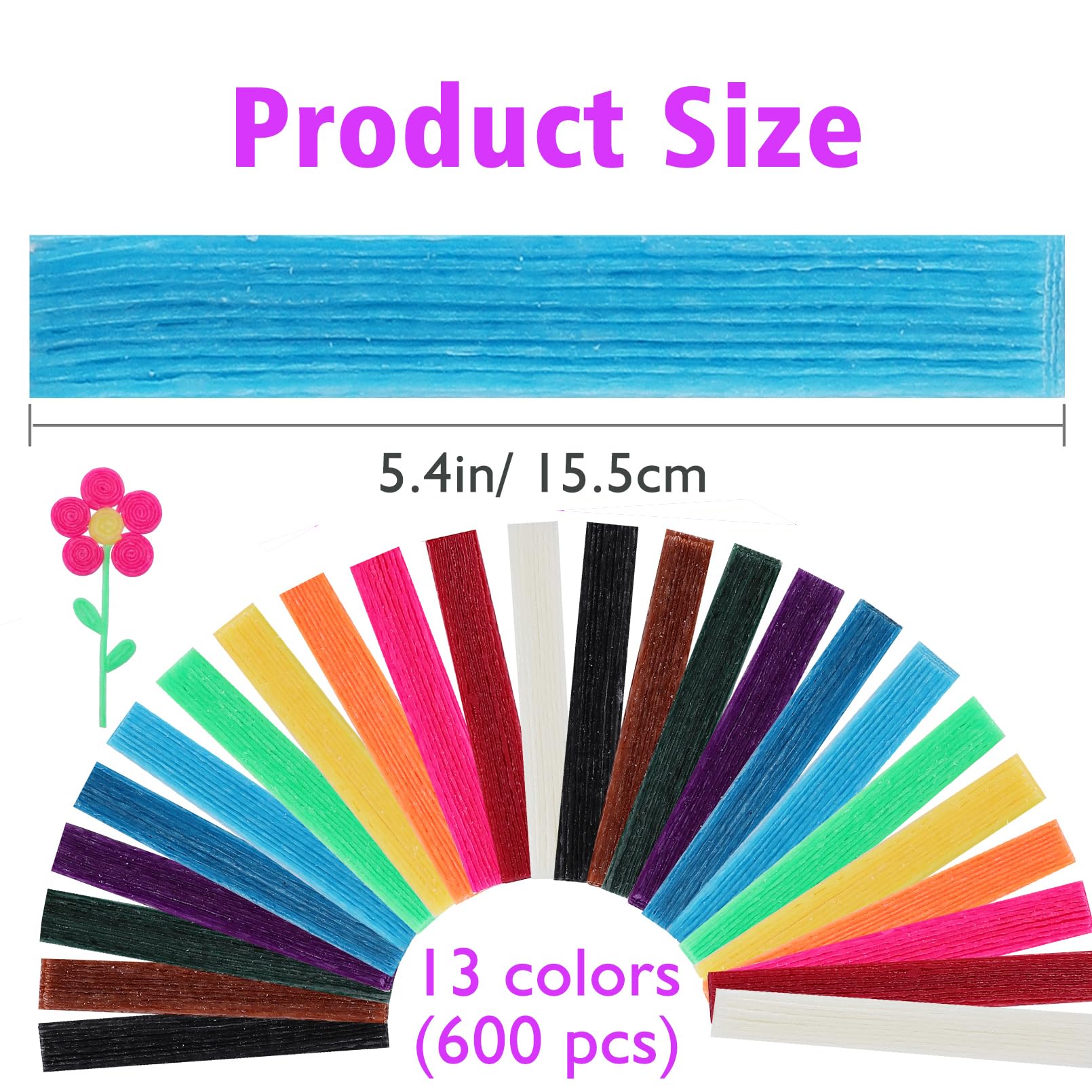 CACASO 600 Pcs Wax Craft Sticks for Kids,Bendable Sticky Wax Yarn Sticks Bulk with Storage Box,Reusable Wax Sticks for Kids Art Supplies,Crafts,DIY School Project,13 Colors