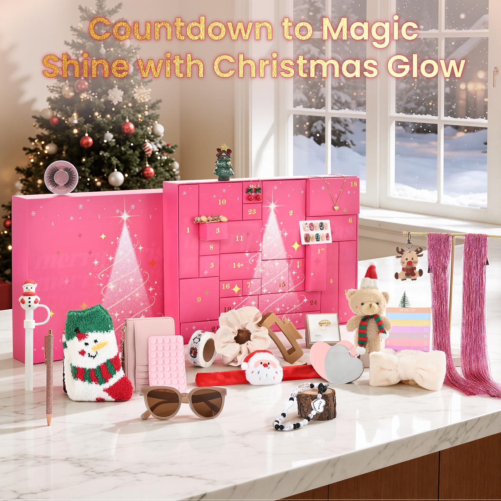 Bearhug Calendario dell'avvento 2026, per ragazze e donne, 24 giorni, con conto alla rovescia di Natale, set regalo con confezione individuale, bellezza infusa alla moda, regalo per donne (lista dei