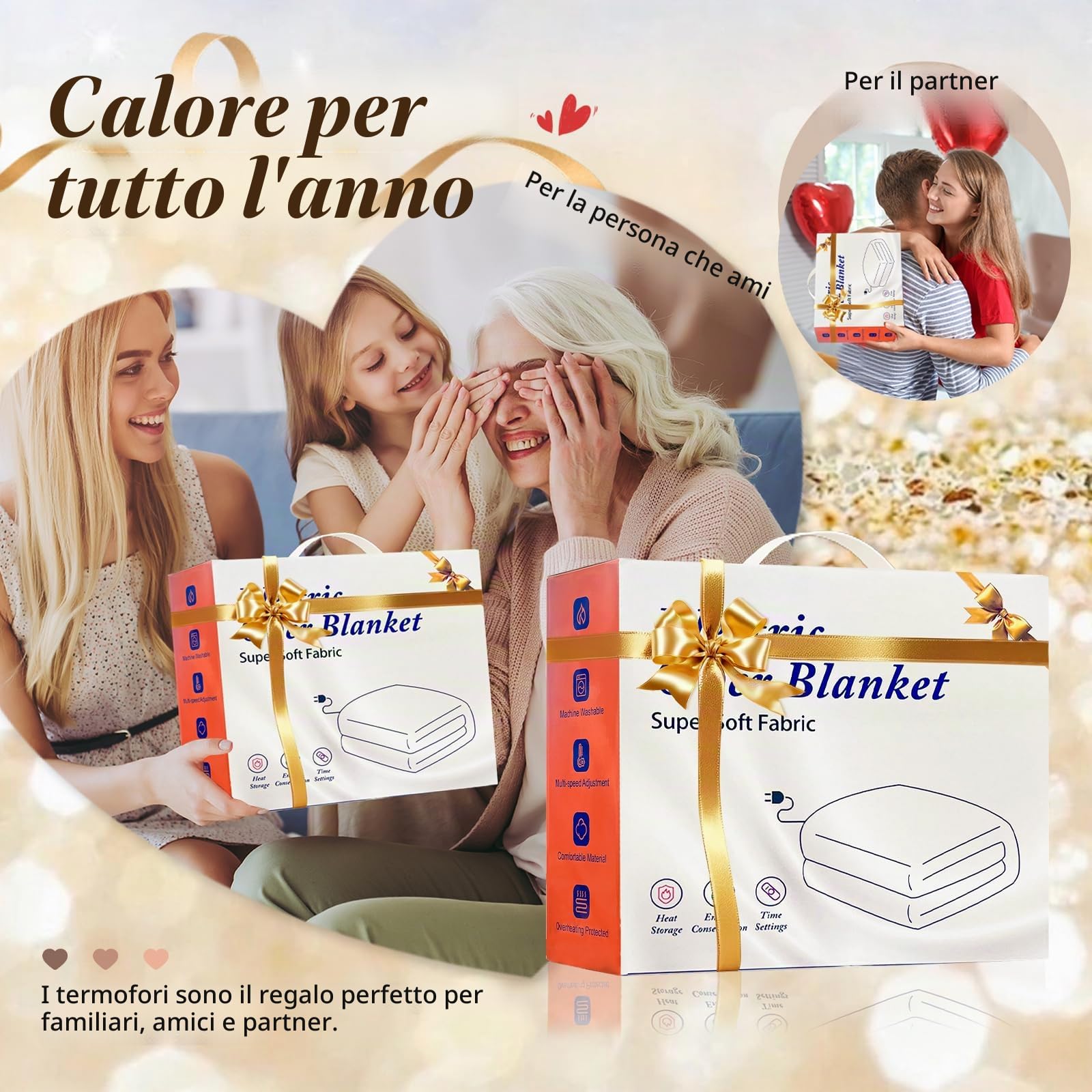Termoforo Elettrico,Coperta Riscaldante Elettrica,Termoforo Lombare Cervicale Spalle Schiena Addome,Heating Pad con Spegnimento Automatico,Tappetino Riscaldante Lavabile Lavatrice 40 * 76