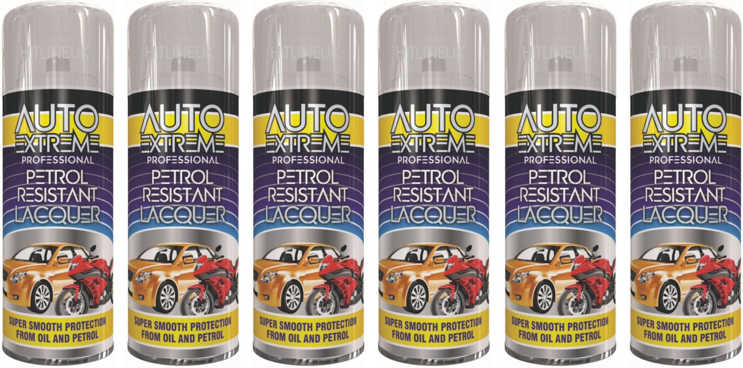 HitlineUK 6 x 400ml CLEAR LACQUER SPRAY, Gloss Spray Finish Petrol Resistant Smooth protection from Oil and Petrol