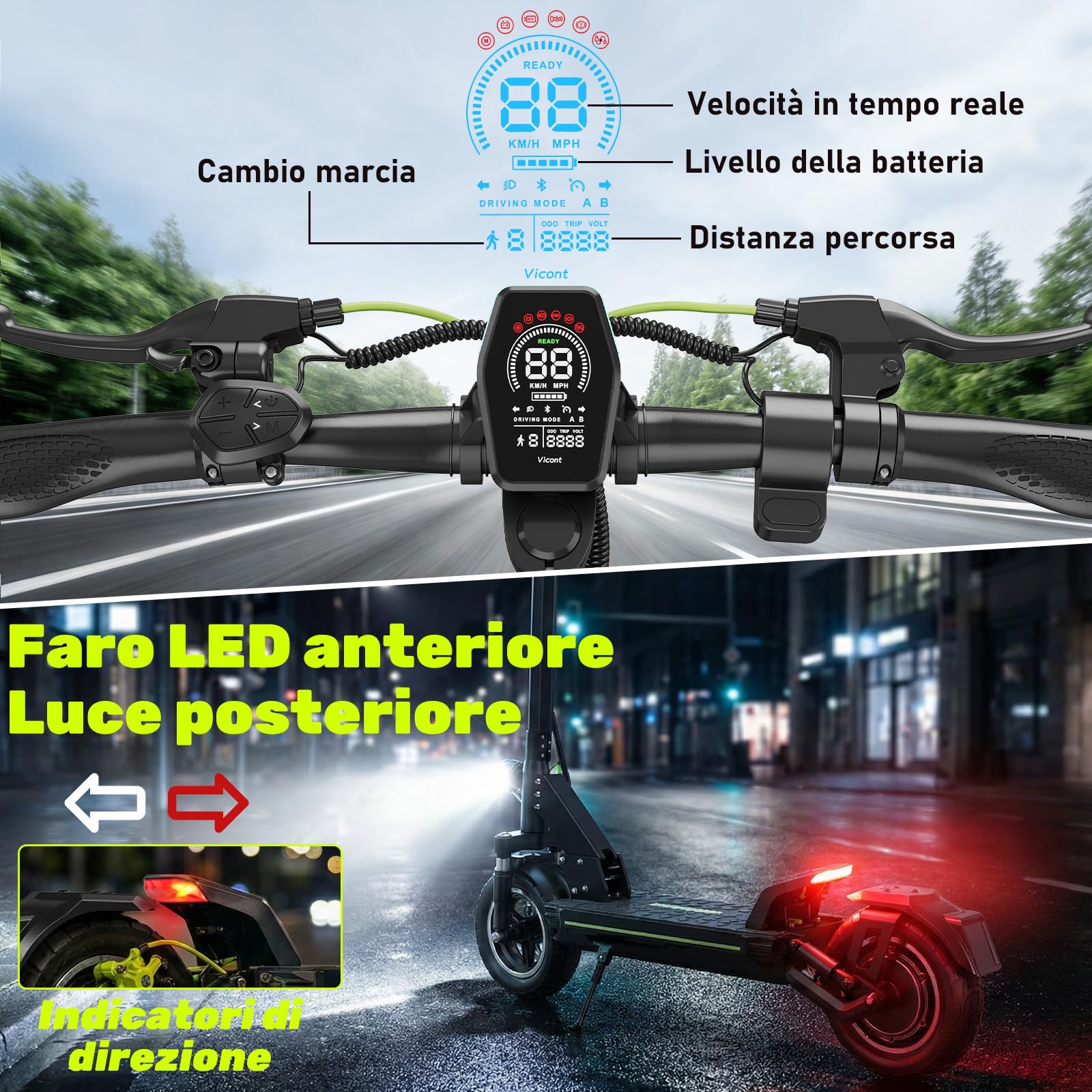Monopattino Elettrico Adulto, 500W,Autonomia 55-90KM, 13AH/18.2AH Massimo 150 kg, Doppio Ammortizzatore e Freni Disco Anteriori Posteriori,Pneumatici 10 Pollici,E-Scooter Pieghevole