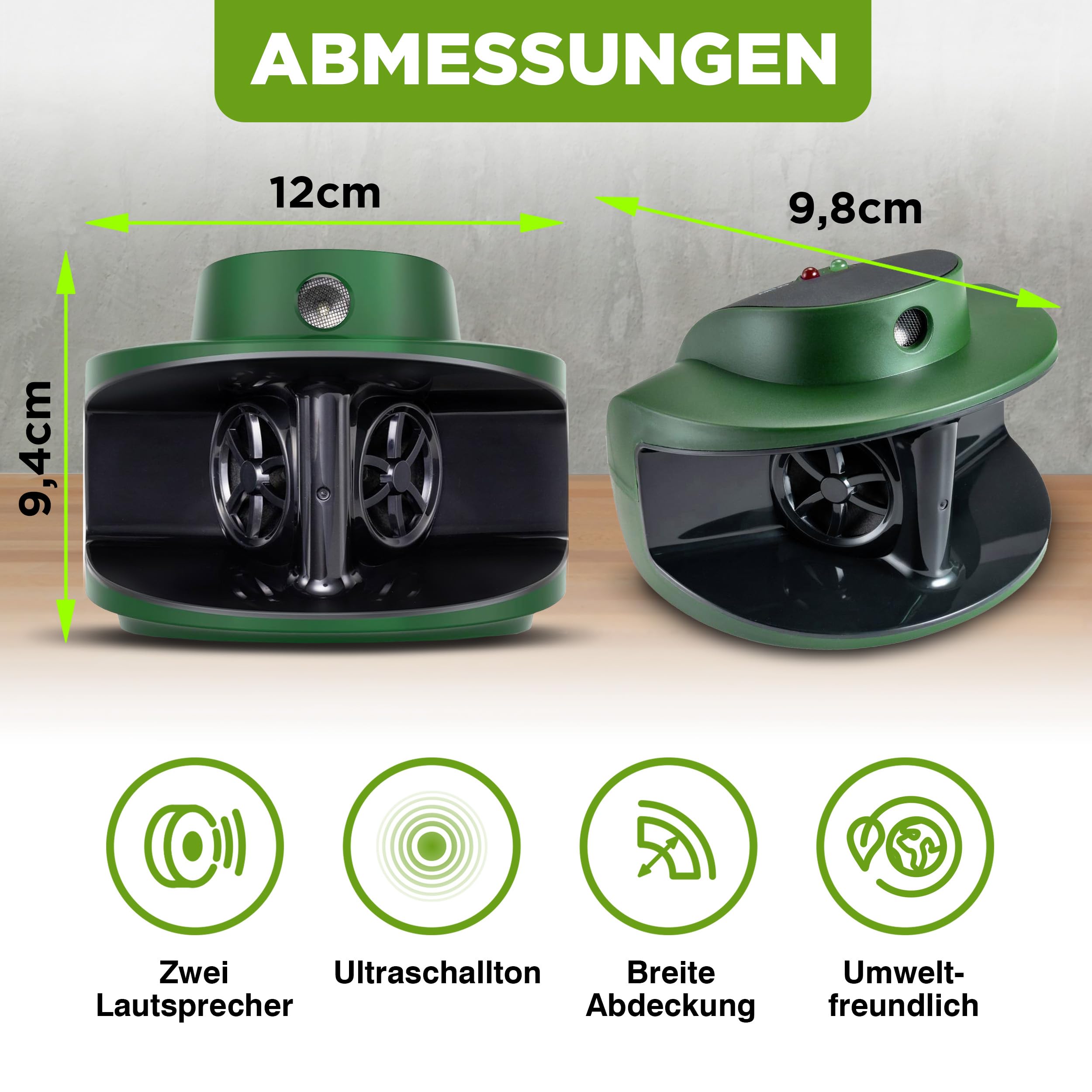 ISOTRONIC Ultraschall Mäuseabwehr zum Mäuse, Ratten, Kakerlaken & Waschbären vertreiben – Schädlingsvertreiber für Haus, Keller & Garten – Mäuseschreck ohne Gift – 40m² Wirkungsbereich (2 Stück)