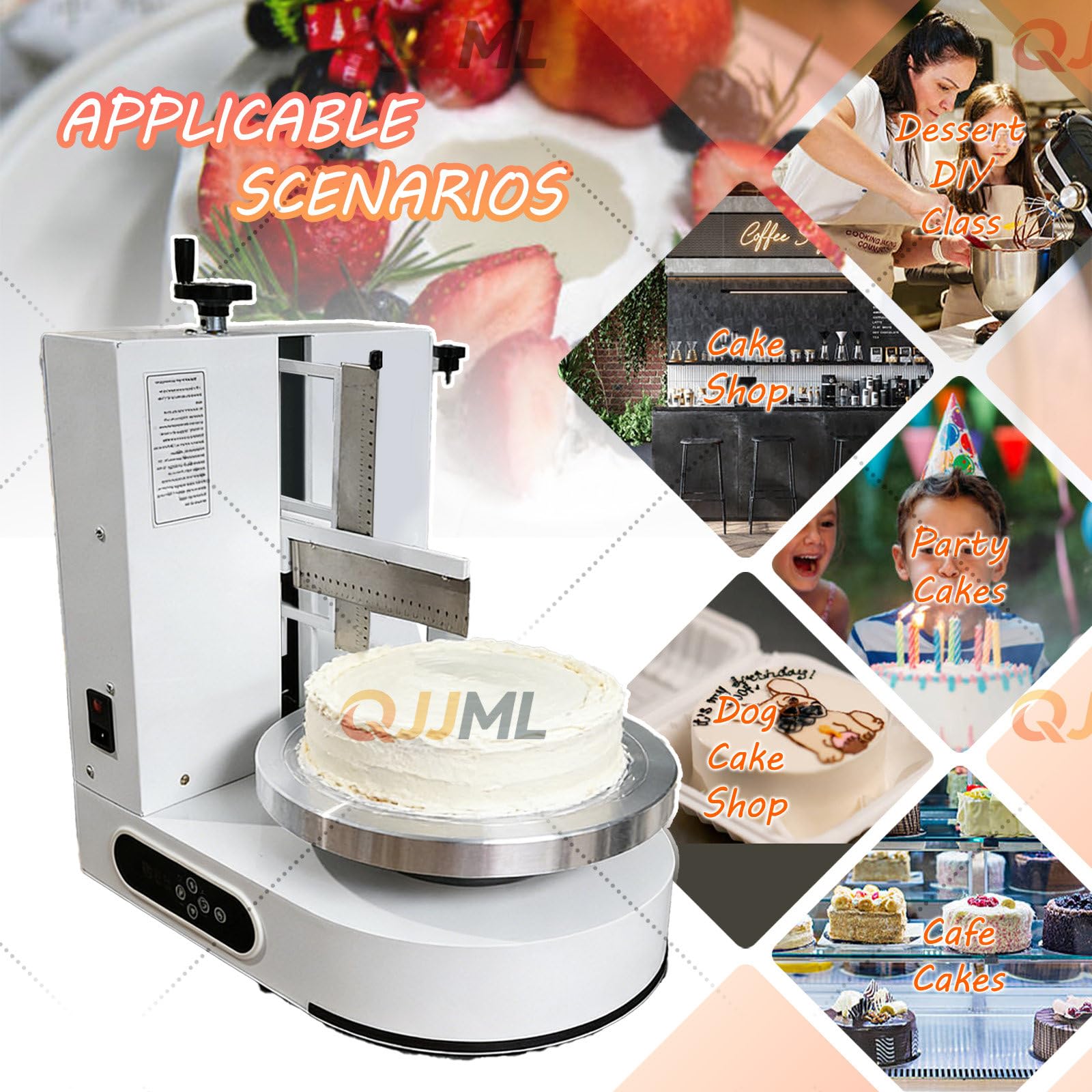 Machine À Décorer Les Gâteaux 200w, Machine Automatique D'étalage Crème pour Gâteaux, Machine À Glacer Les Gâteaux 4 À 12 Pouces, 60 À 320 TR/Min, avec Kit Lisseur Et Racloir À Gâteaux