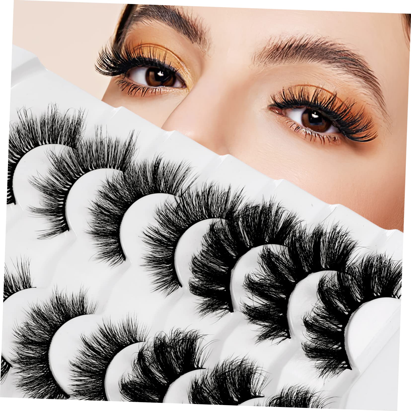 FOMIYES Paquete De 5 Pestañas Postizas Esponjosas Y Completas Naturales Para Maquillaje Cómodas Para Mujeres 7 Pares X 5