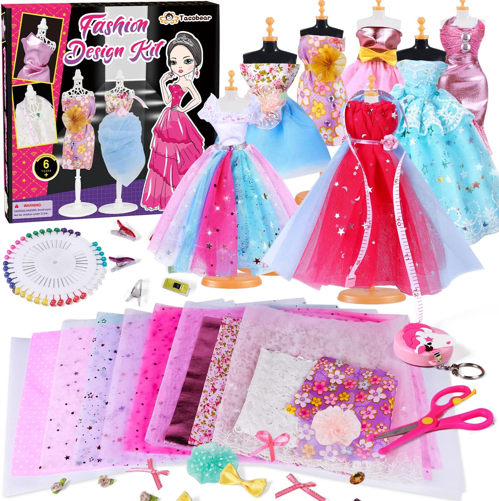 Tacobear 300+ Fashion Design Child Gift Girl 8 Years Sewing Kit Craft Kits with Model Sewing Accessory Manual Activity Child Gift Idea Girl 8 9 10 11 12 13 Years