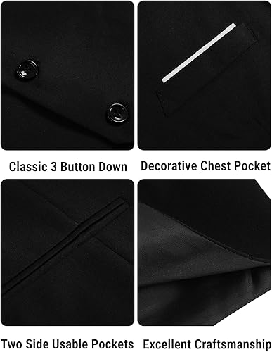 Miniatura 7 de COOFANDY Chaleco de traje para hombre de corte ajustado, chaleco formal elegante, chalecos casuales de negocios para traje o esmoquin