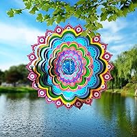 Vista 16 de FONMY - Molinillo de viento con forma de mandala y con bola de cristal en 3D, de acero inoxidable, atrapasol, ideal como regalo de Navidad