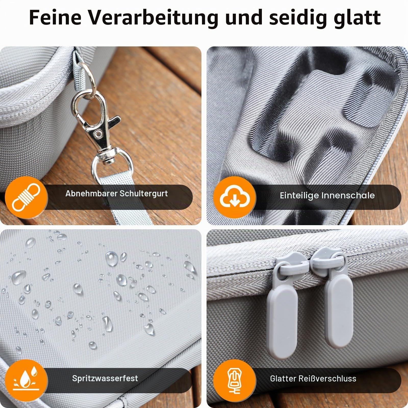 Osmo 7P Tasche, tragbare Aufbewahrungstasche, kompakte Tragetasche für DJI Osmo Mobile 7P Vlog Combo Zubehör, Hellgrau [Nur Hülle]