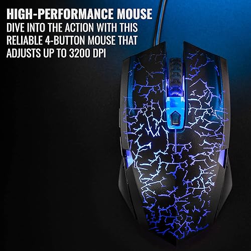 Miniatura 3 de Ritz Gear Kit de accesorios para juegos (azul) Paquete de retroiluminación LED 4 en 1 Combo de PC con teclado multimedia, mouse óptico, alfombrilla