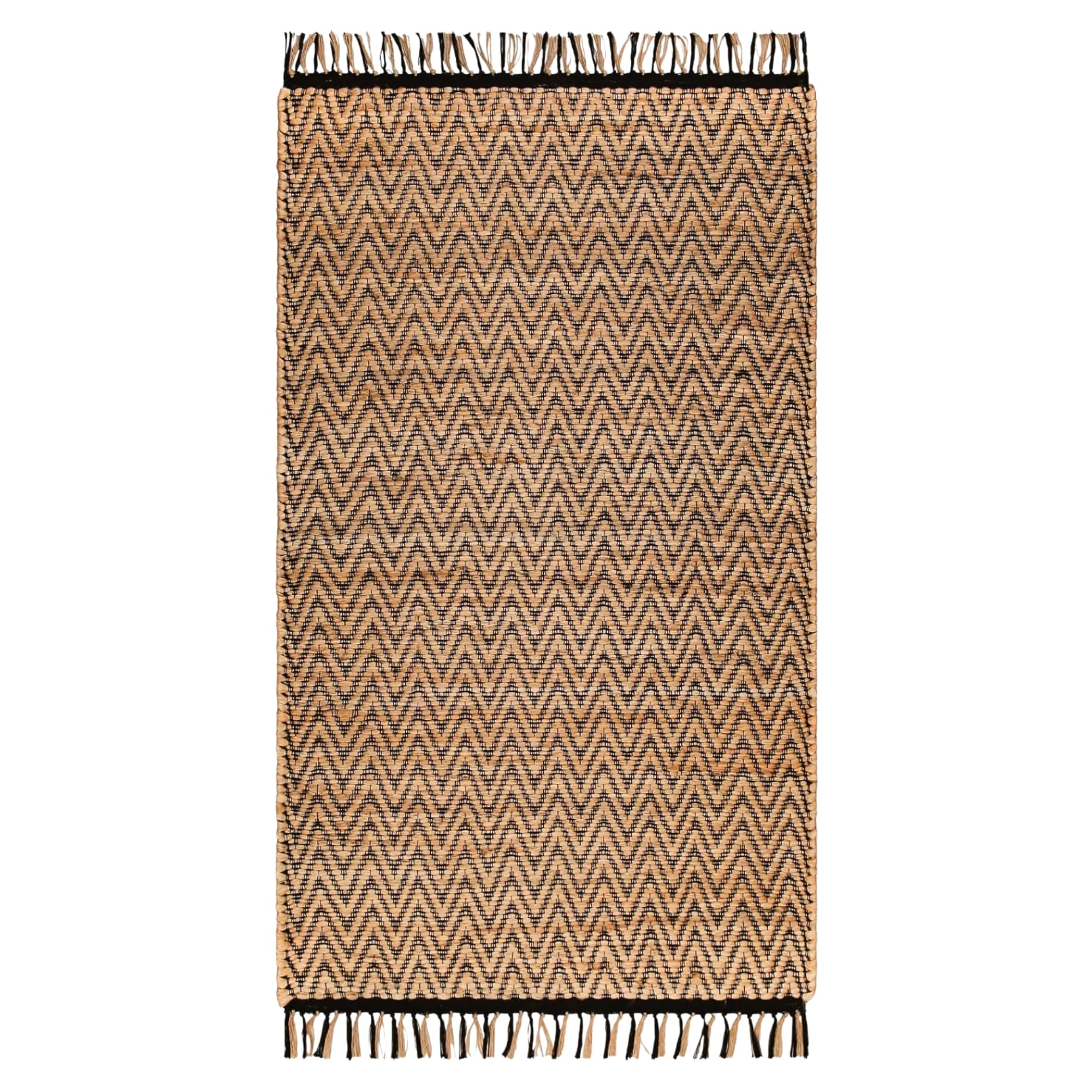 Eco Crave Handmade Jute Area Rug 3x5 ft – Brown & Black Leher Pattern Natural Hand-Woven Low Pile Non-Slip High Traffic Area Floor Rug for Indoor