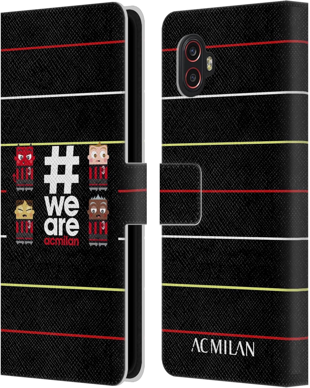 Head Case Designs Officially Licensed AC Milan Stripes 3 Crest Leather Wallet Case Compatible with Samsung Galaxy Xcover6 Pro/Pro2