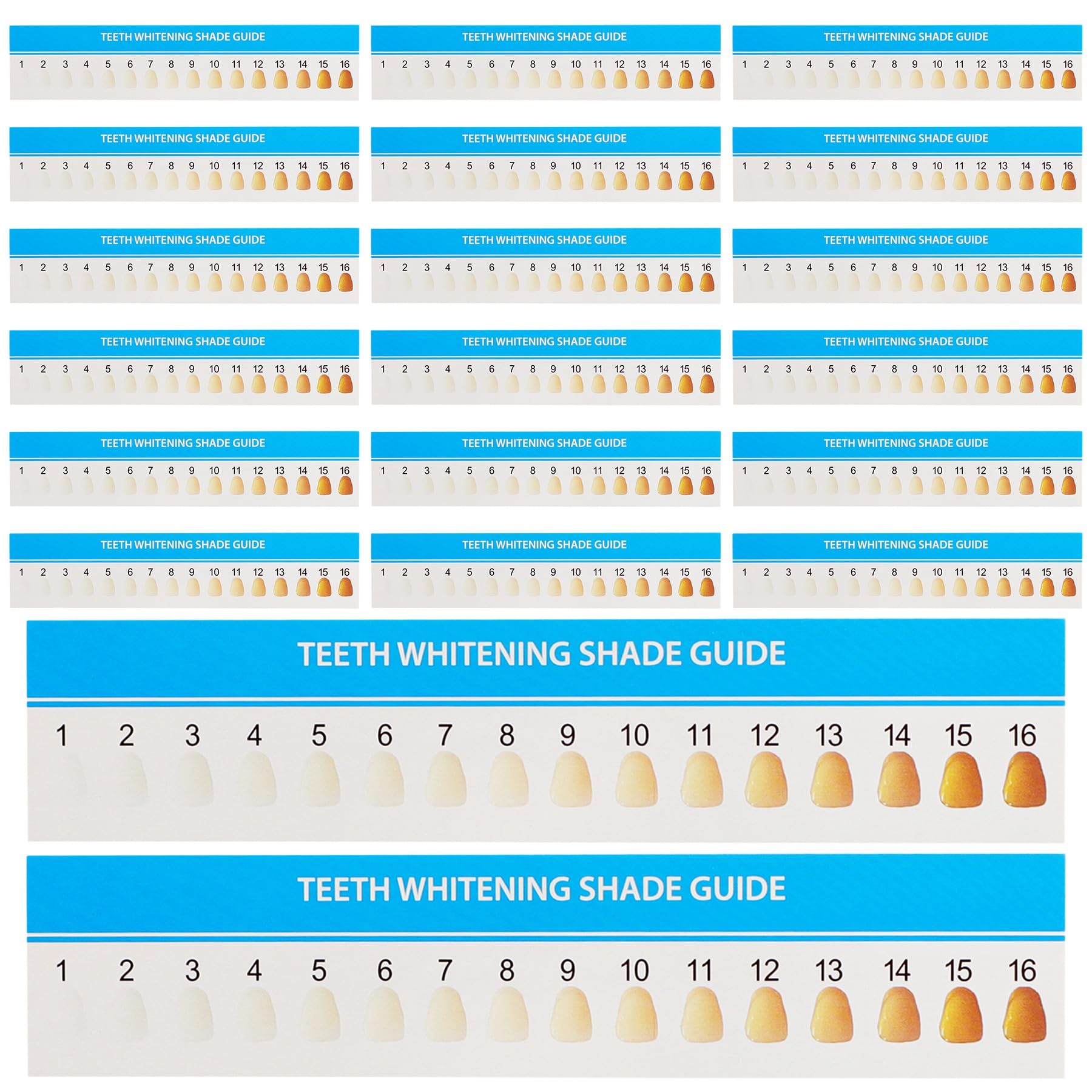 AUEAR 20 Pack Teeth Shade Guide Whitening Chart Tooth Color Cards White