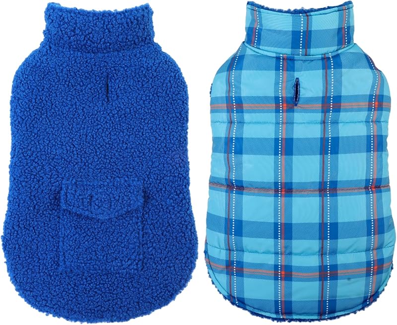 Casaco de Inverno Reversível para Cães ASENKU, Leve e com Bolso, Tamanho XL