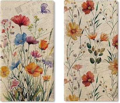 Vintage Flower Kitchen Dish Towels Set of 2