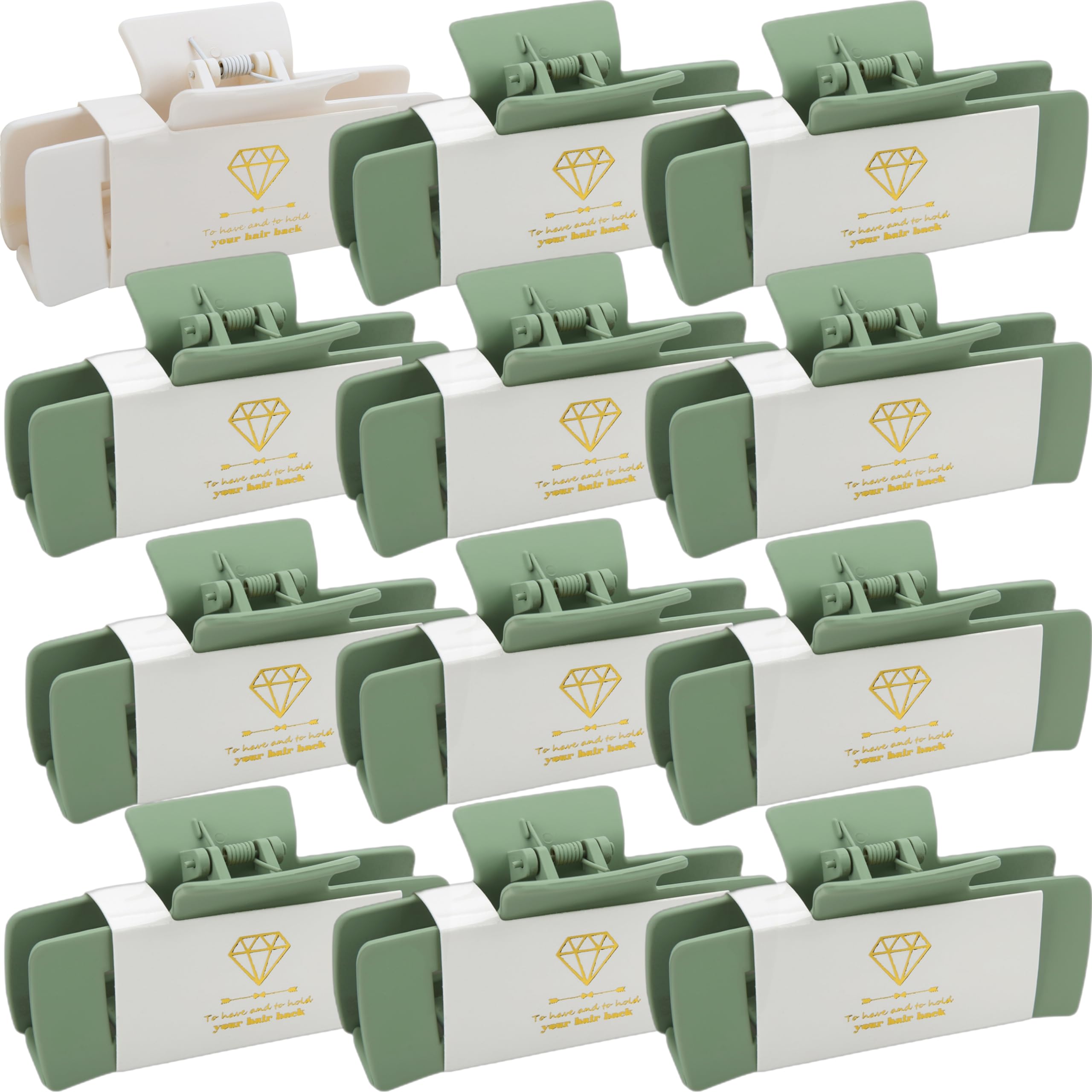 Bridesmaid Proposal Gifts 4.1inch square Hair Claws Bachelorette 12pcs Large Hair Claw cute Clips Girls Stuff for Wedding Party Favors(White&Sage