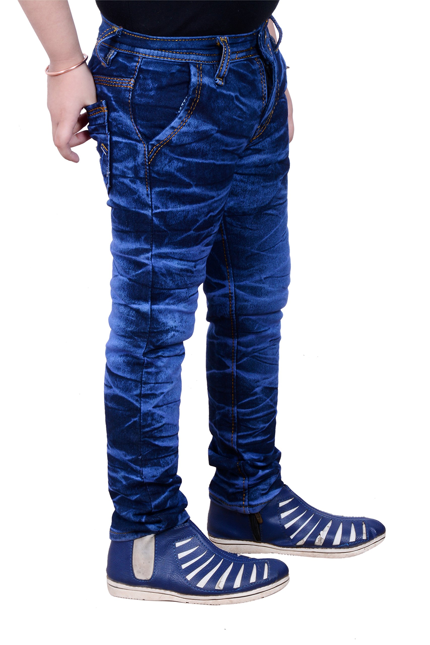 Guchu Boy's Slim Fit Denim Jeans (A3-DB-B-P_Dark Blue)