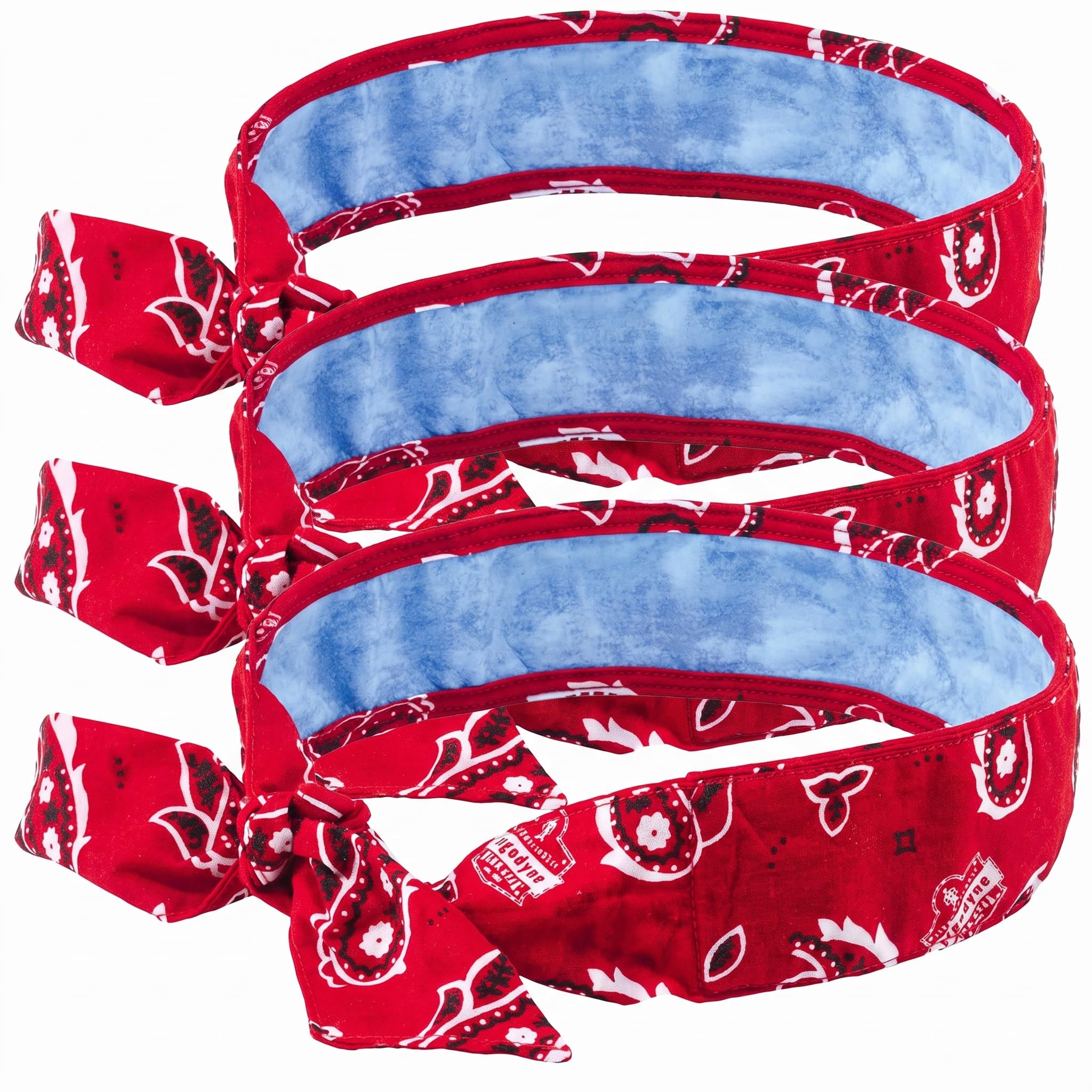 Ergodyne Cooling Bandana, Pack of 3 | Chill Its 6700CT | PVA Material | Red Western | Adjustable Fit