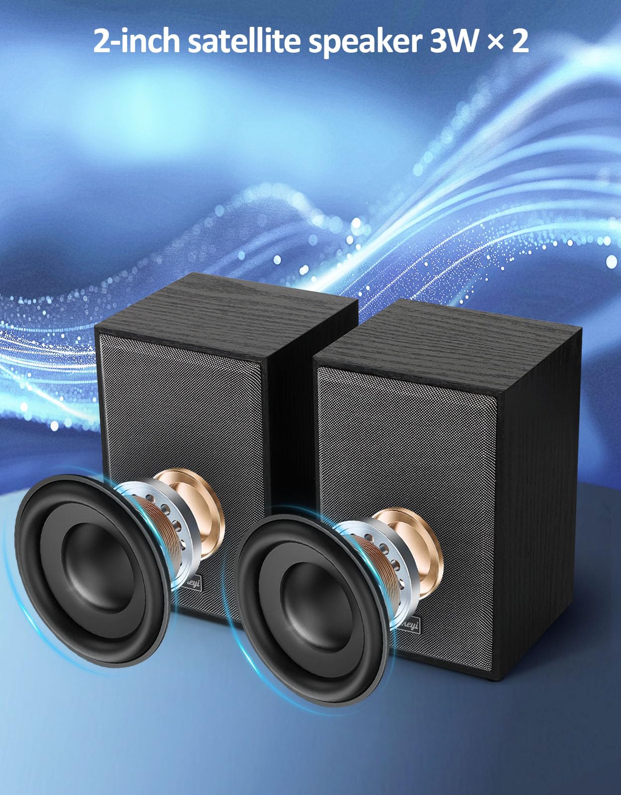 Altoparlante per computer USB 2.1 con subwoofer, altoparlante PC con controllo basso e altezza, 10 W + 3 W×2 altoparlante desktop, funzionamento USB, controllo volume, modalità Bluetooth/AUX per PC