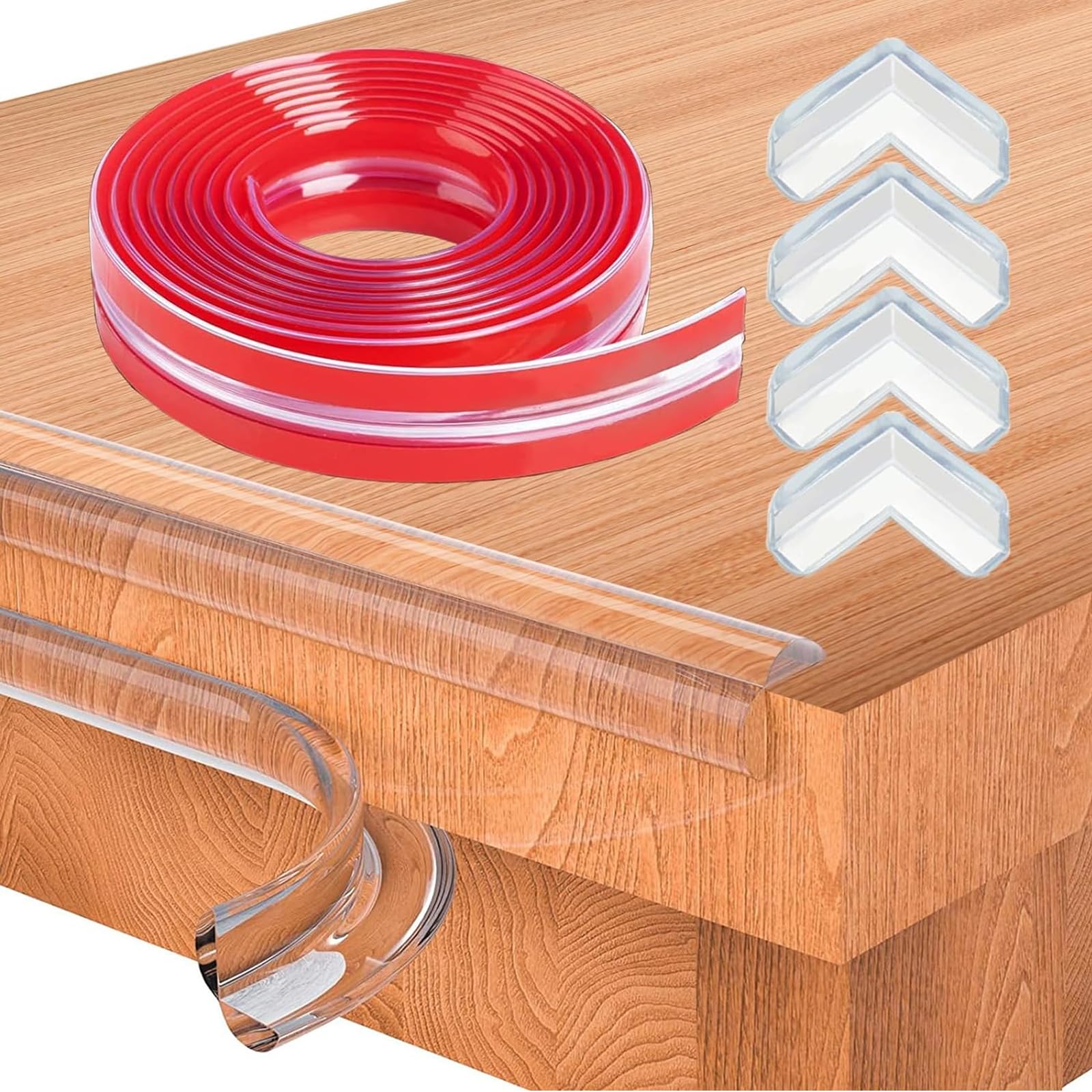 AnnuoYi Baby Proofing, Clear Baby Proofing Guards, Tables、 Furniture、Soft Silicone Bumper Strip with Round L Edge Protector for Cabinets、 Tables、Drawers (3M)