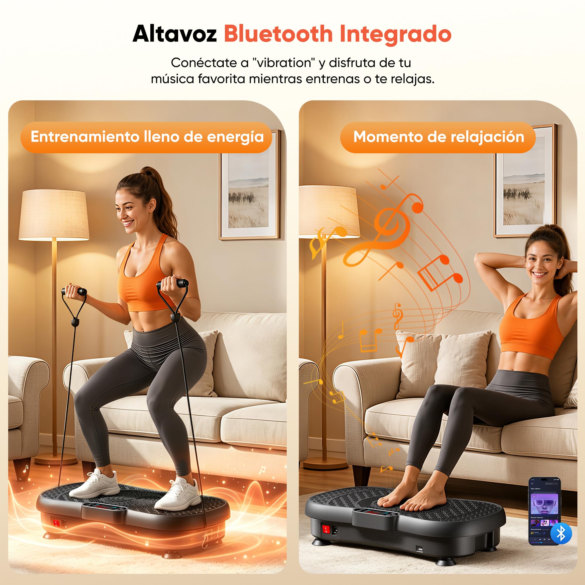 GIDGIMO Plataforma Vibratoria Fitness, Máquina de Vibración de Cuerpo Completo para Entrenamiento en Casa, con Música Bluetooth, Mando a Distancia y 5 Bandas de Resistencia