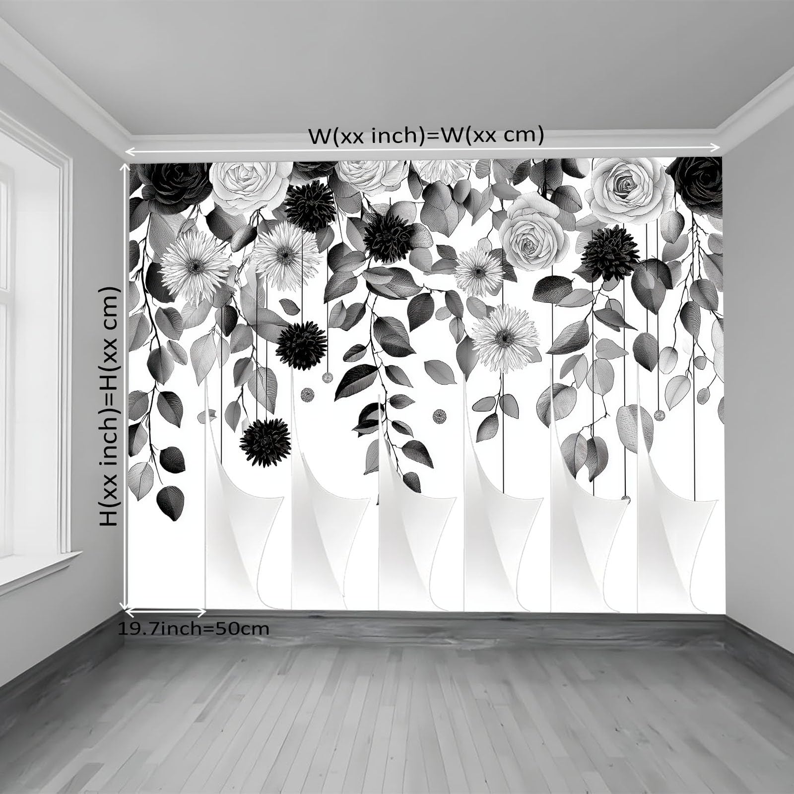 Fototapeta dziecięca włóknina liniowa sztuka botaniczna gigantyczny plakat minimalistyczny styl dekoracja ścienna panorama 3D idealna do sypialni dziecięcej 400 x 280 cm