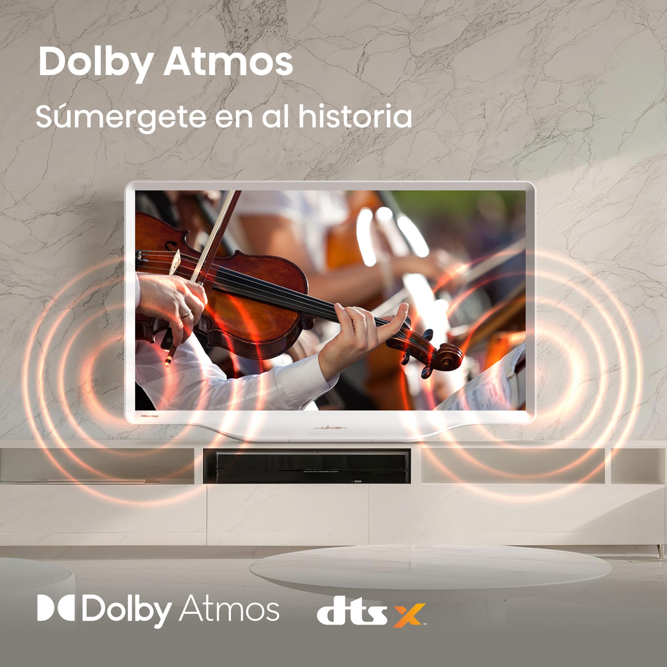 Hisense 32S5Q - Hi-QLED Smart TV 32 Pulgadas, Lifestyle TV, Diseño Artístico, Gallery Color, Dolby Atmos, Diseño Versátil, Modo Arte, Peana Moderna, Share to TV
