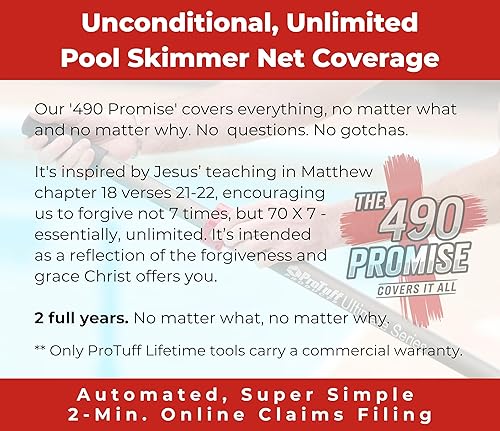 Vista 63 de ProTuff - Red de desnatador de piscina, viene con red plana resistente, malla fina para hojas, limo y polen, marco de aluminio fuerte, clip