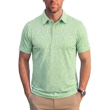 KYKU Mens Print Polo Shirt Short Sleeve Moisture Wicking Performance Collared Golf Shirts for Men 4-Way Stretch Side Slits