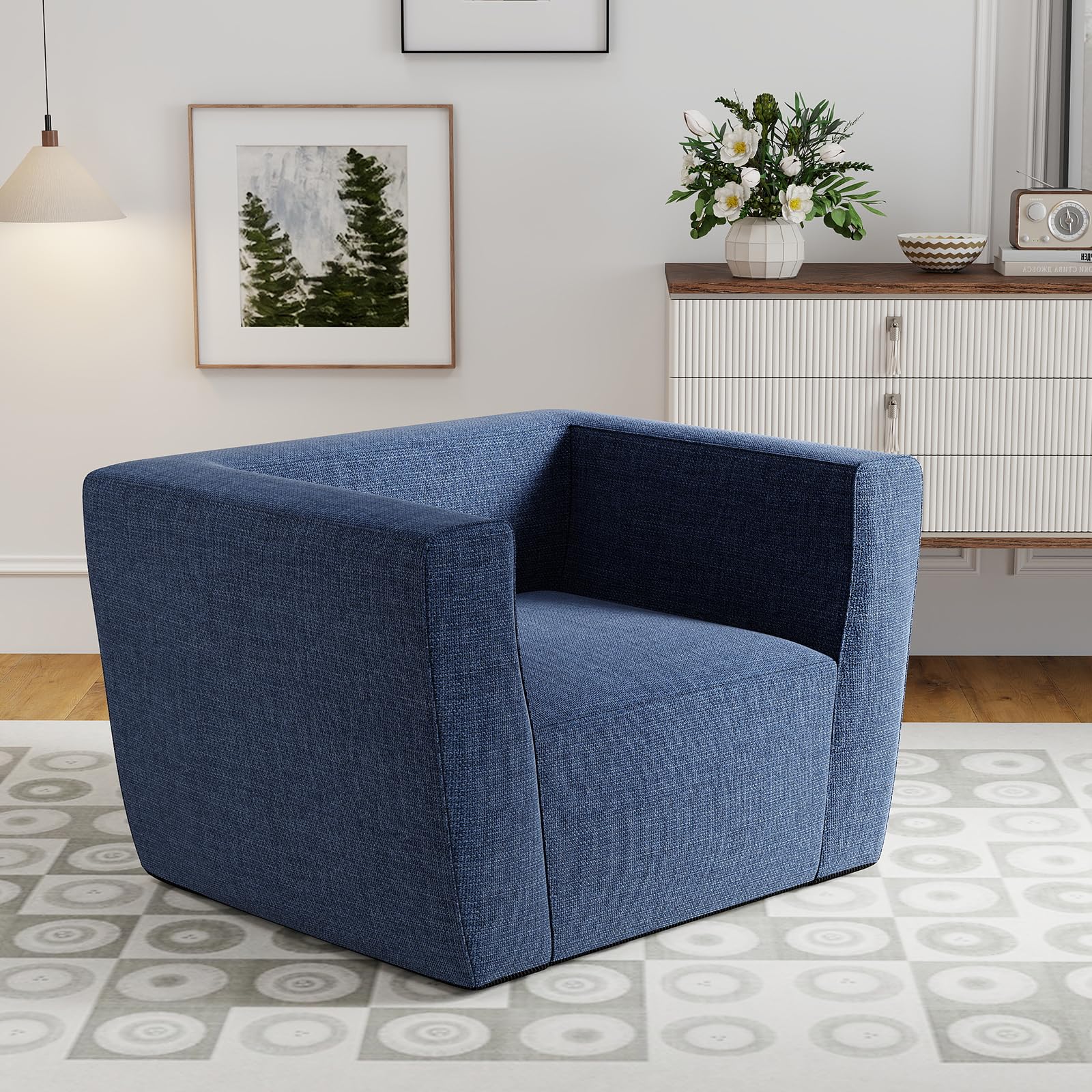 COSTWAY Sofá Hinchable, Sillón Inflable Portátil con Funda Desmontable, Amplios Reposabrazos y Asiento Espacioso, Silla Sofá Inflable Individual para Salón, Dormitorio, Oficina, 104x81x67 cm (Azul)