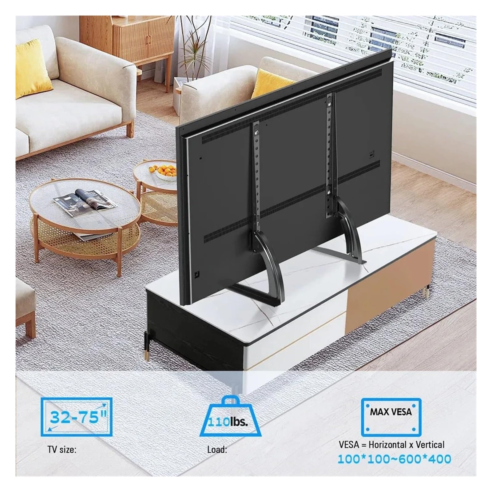 Supporto Da Tavolo Universale for TV, Adatto for TV Da 32 A 75 Pollici, Con Base Robusta Che Supporta Fino A 110 Libbre