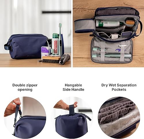 Miniatura 2 de Carrywell No fabricado en China Neceser para hombre, organizador de artículos de tocador de viaje, kit de dopp, bolsa de afeitar resistente al agua