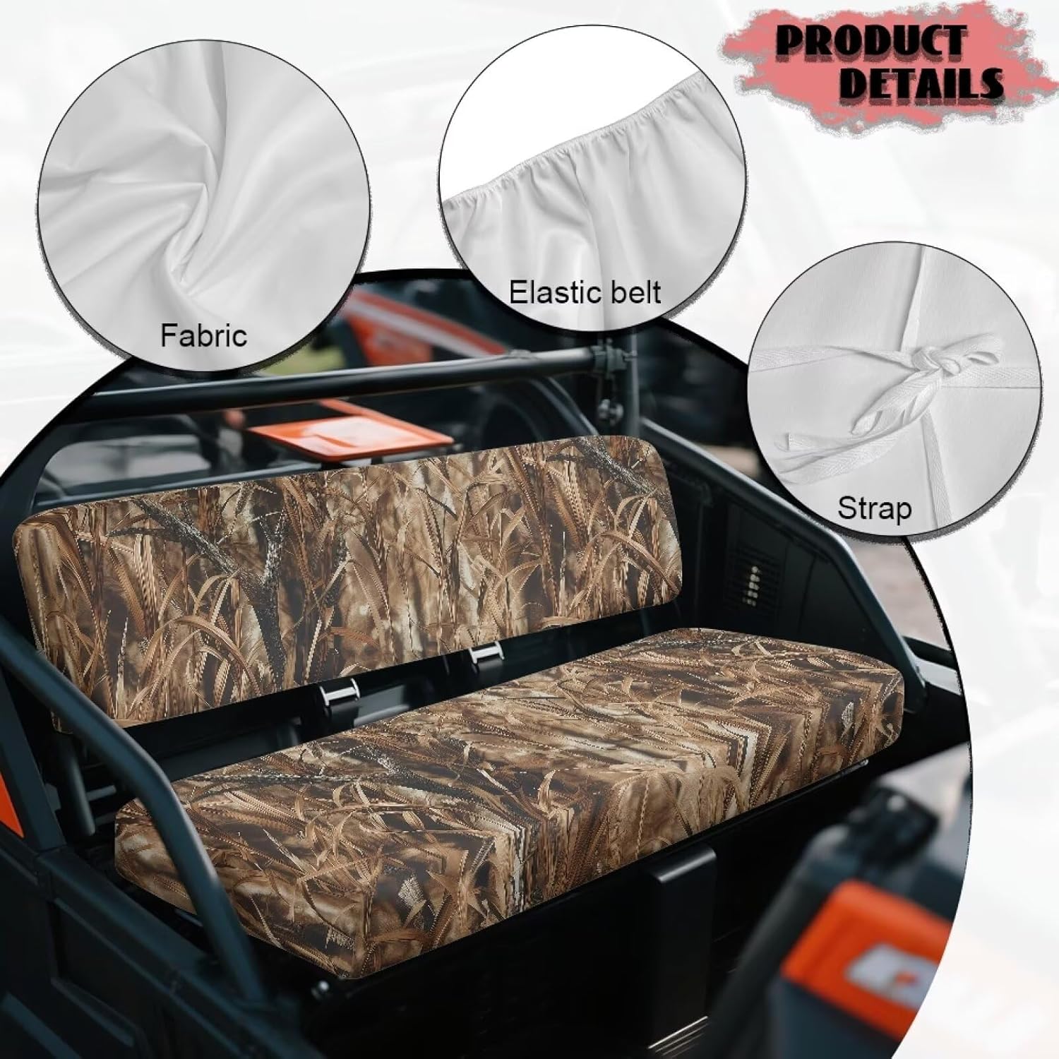 Duck Hunting UTV Seat Cover Full Protection Mule Bench Seat Cover Easy Installation UTV Accessories Anti-Scratch Compatible with Kawasaki Mule 4010