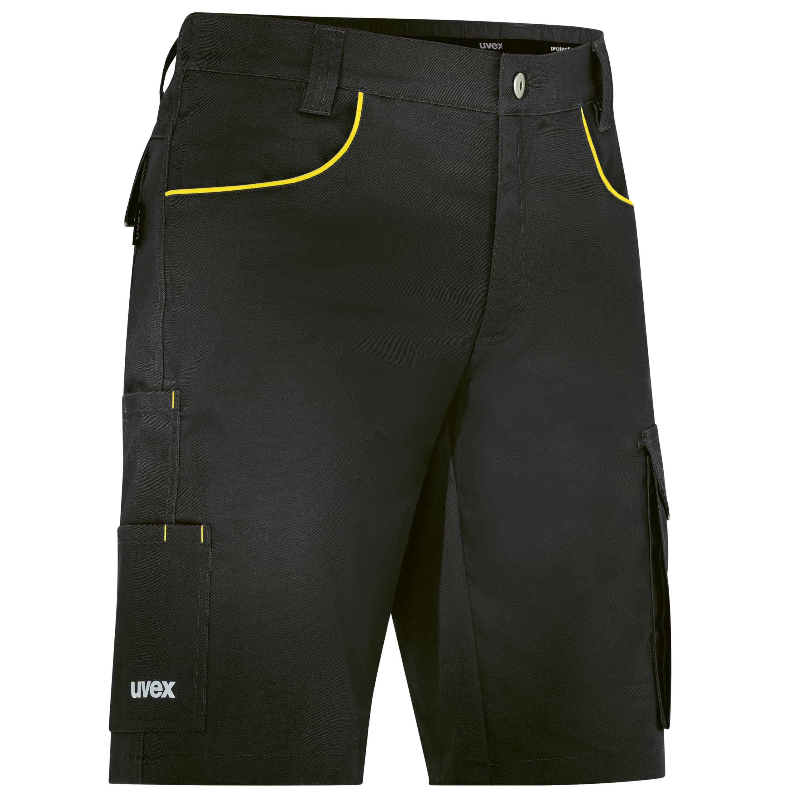 Uvex Tune-up Light Men's Work Shorts - Lightweight 2-Way Stretch - Bermuda Shorts, black/yellow, 34/Short
