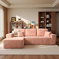 Vista 27 de ovios Sofá seccional Cloud de 104" con chaise en forma de L, sofá modular moderno con asiento profundo, sofás tapizados para sala de estar y Beige