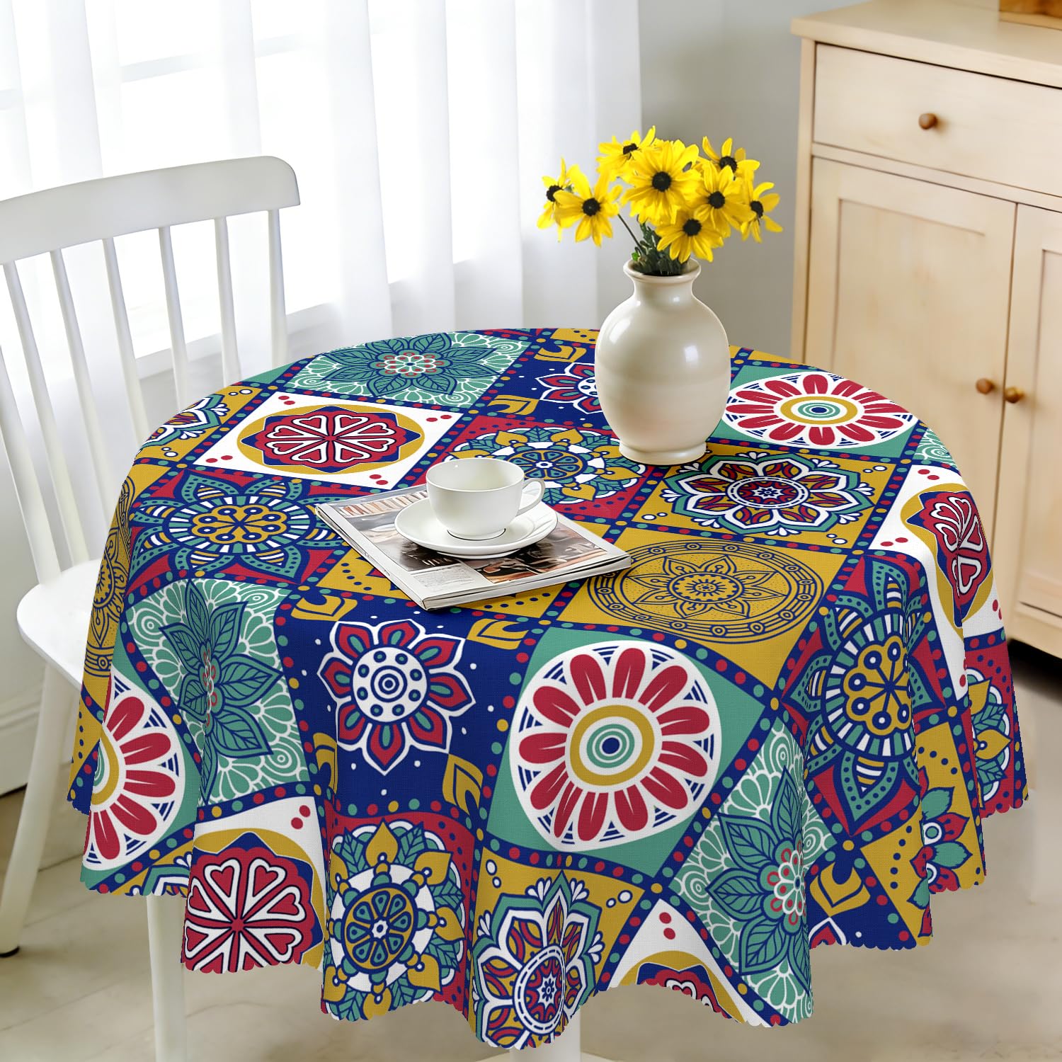 iEvery Tischdecke landhausstil Tischdecke Wasserdicht Anti-Falten Table Cloth für Küche, Esstisch, Couchtisch, Parteien, Abendessen