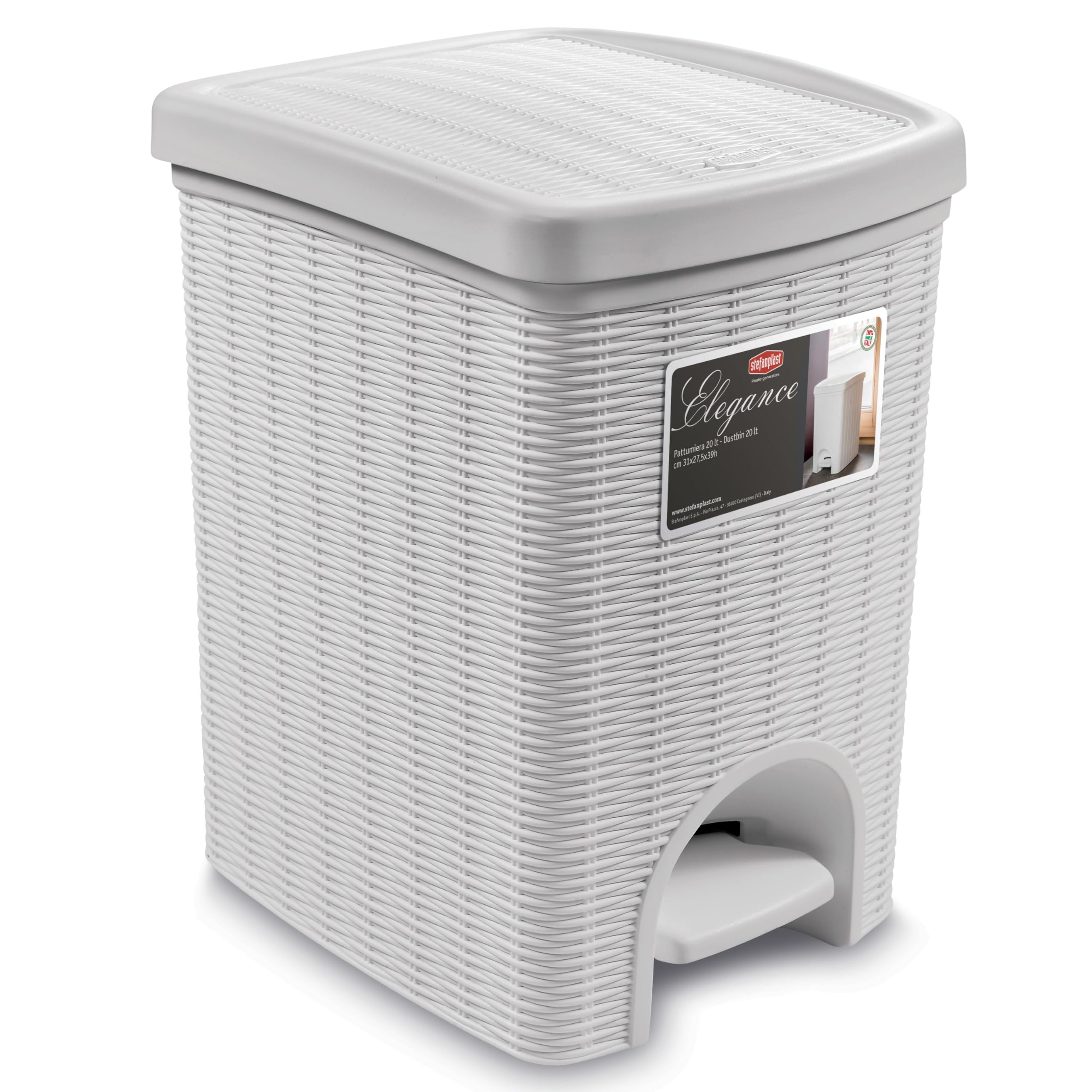2 cubos basura pedal 20L separado rectangular 30x27x37cm aspecto ratán