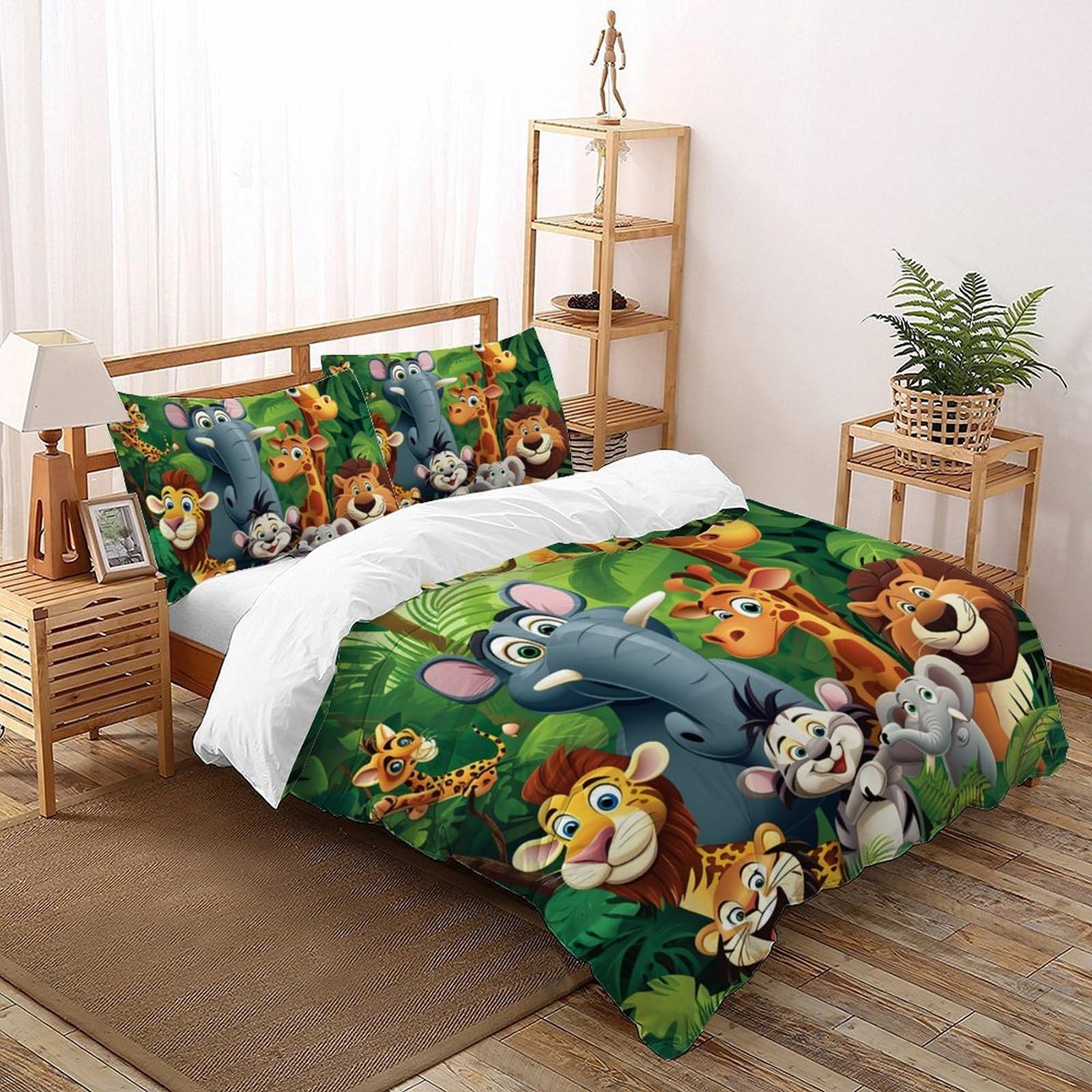 Housse de couette 3D animaux facile à enfiler grâce à sa fermeture éclair 220x240