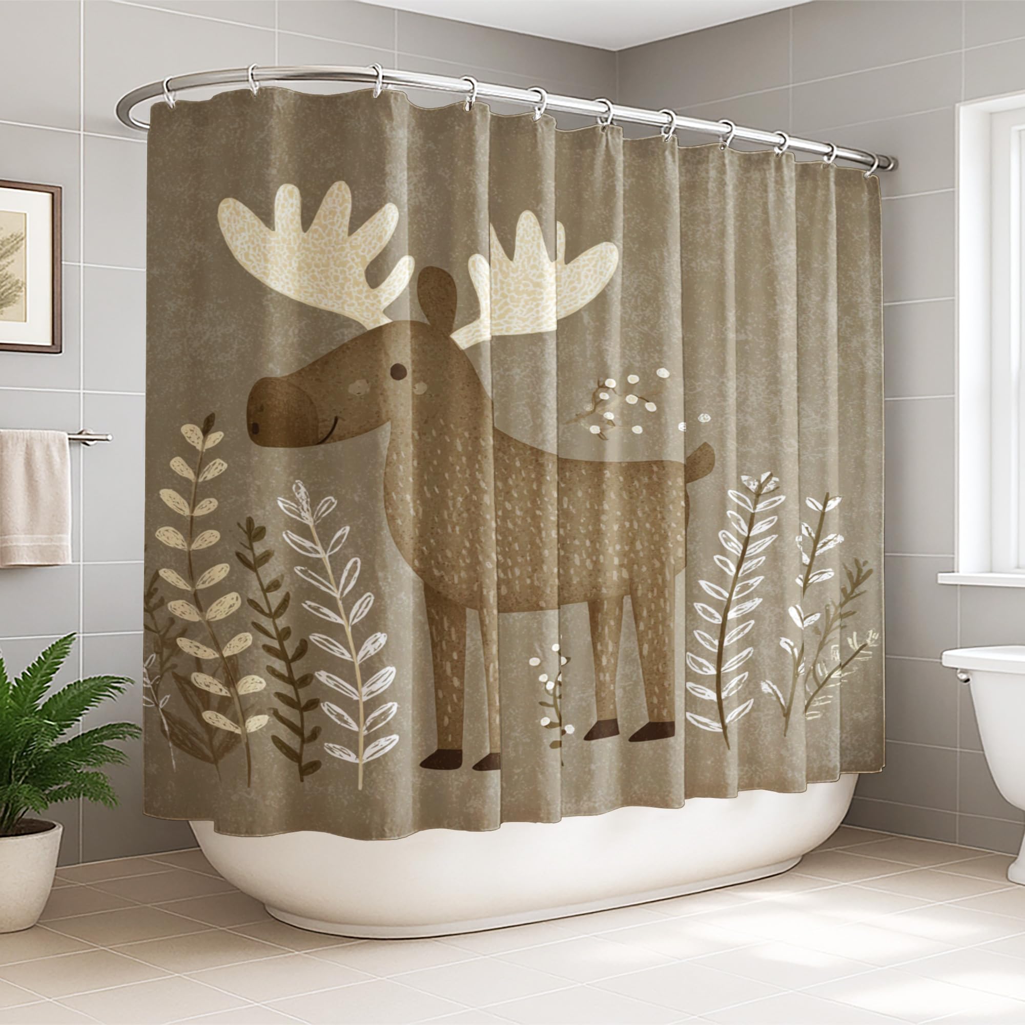 Rideau de douche extra large marron 274x183 cm pour baignoire d'appartement