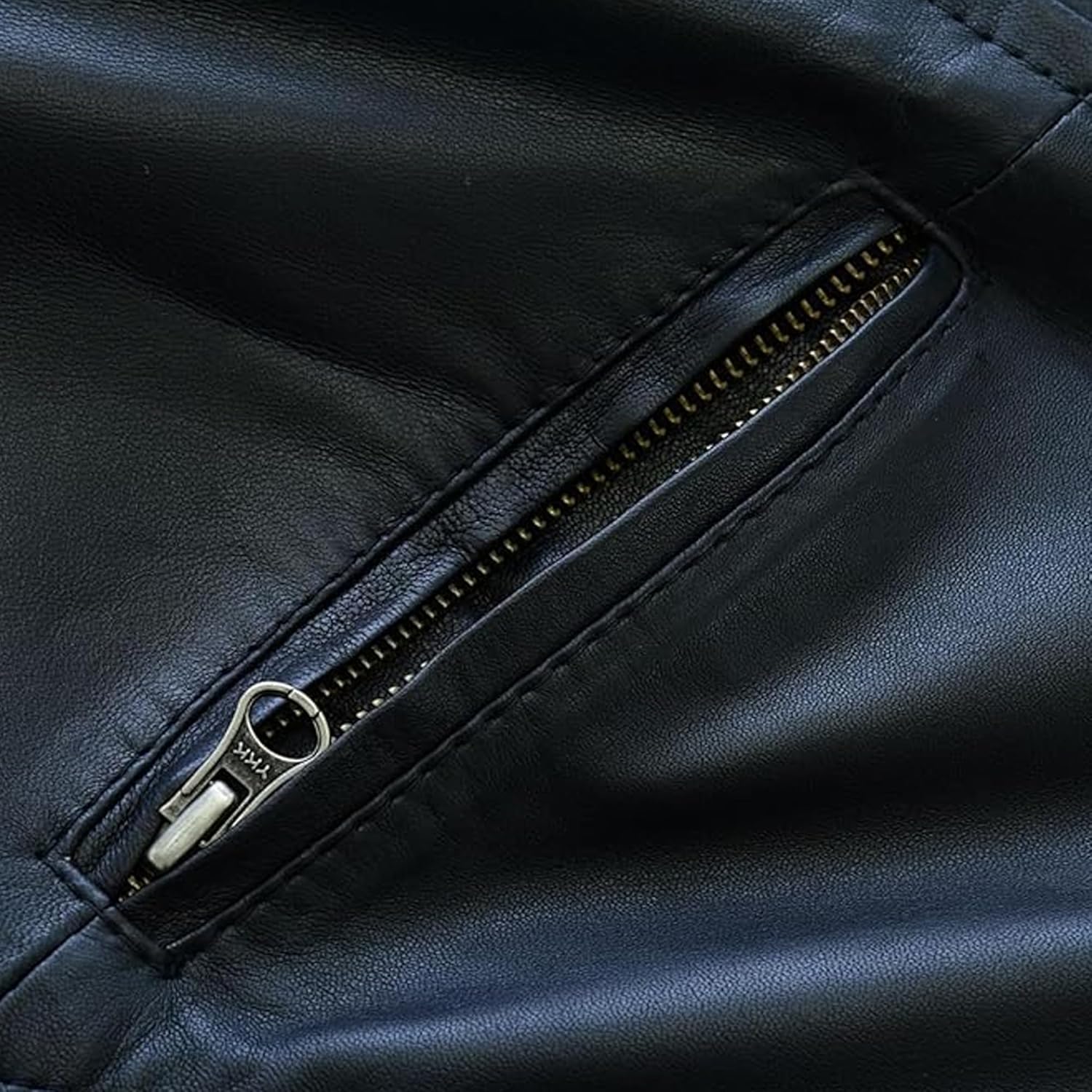 Leatherick Men's Genuine Lambskin Leather Motorcycle Jacket - Full-Grain Black Biker Jacket with Zipper and Multiple Pockets - Image 6