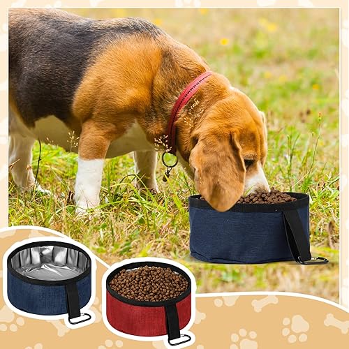 Miniatura 6 de Meanplan Paquete de 2 cuencos portátiles para perros, platos plegables de viaje para perros, cuenco portátil para agua y comida, accesorios de