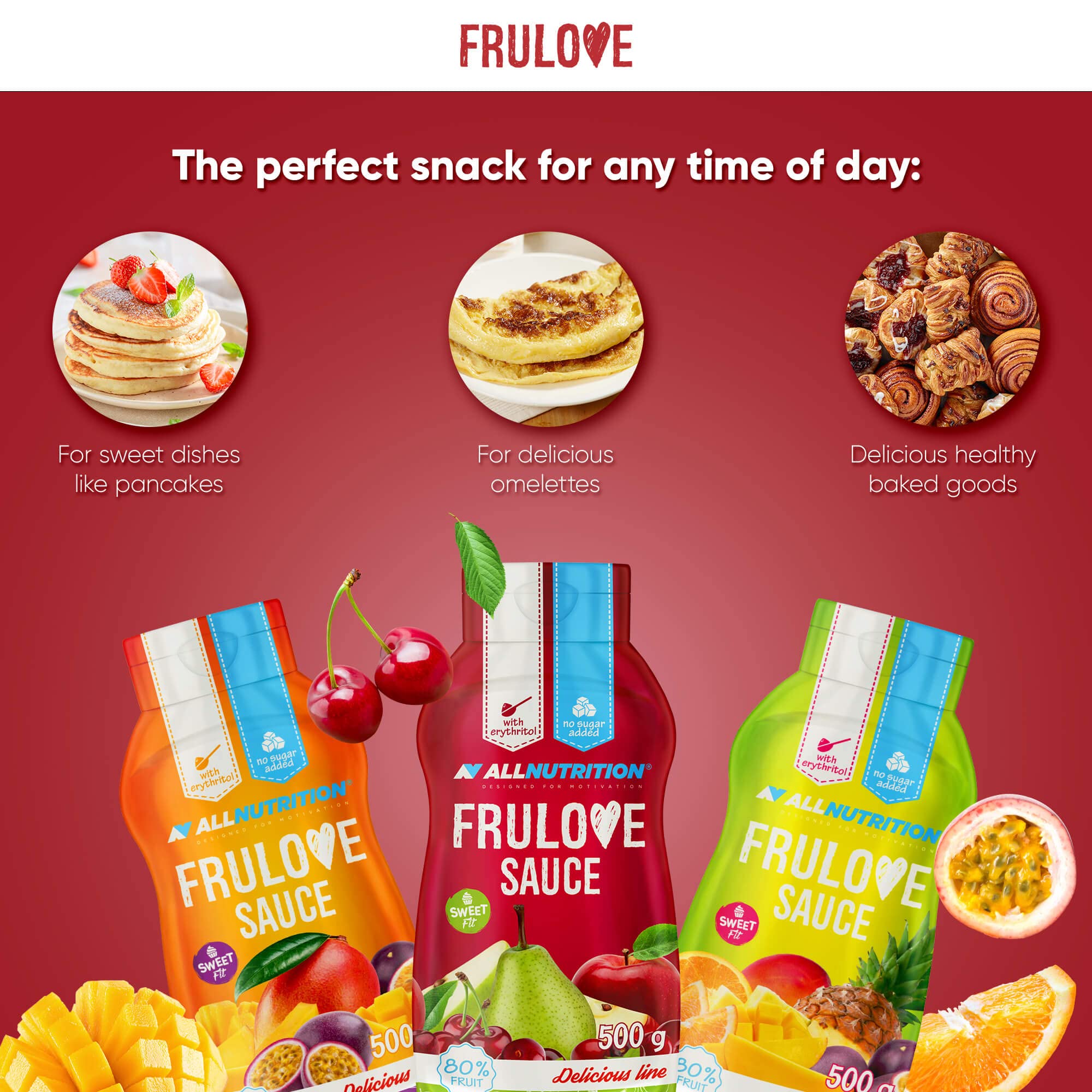 ALLNUTRITION Sweet Sauce - Sauce pour Desserts - Sirops Hypocaloriques - Dessert Nutritionnel - Faible en Calories - Collations Saines - 500 ml - Mango & Passion Fruit