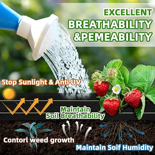 Miniatura 3 de Shade&Beyond Tela de barrera contra malezas de 4 x 300 pies, tela resistente de 3.5 onzas con permeabilidad superior, control de malas hierbas, tela