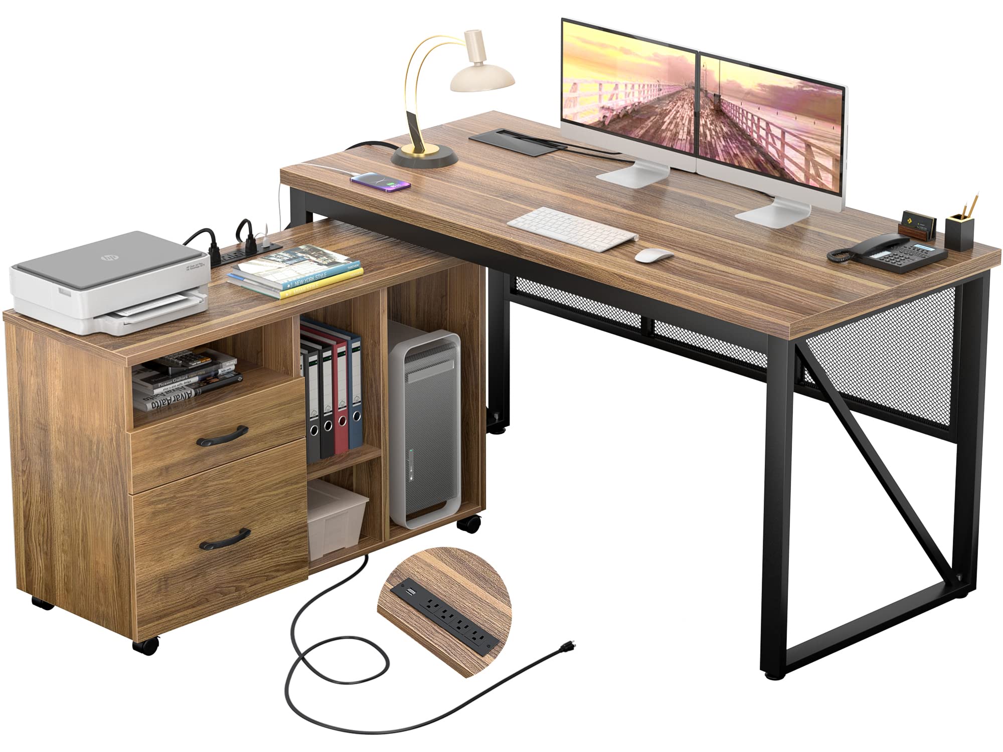 Buy Unikito 55 Inch Executive Desk and Lateral File L Shaped