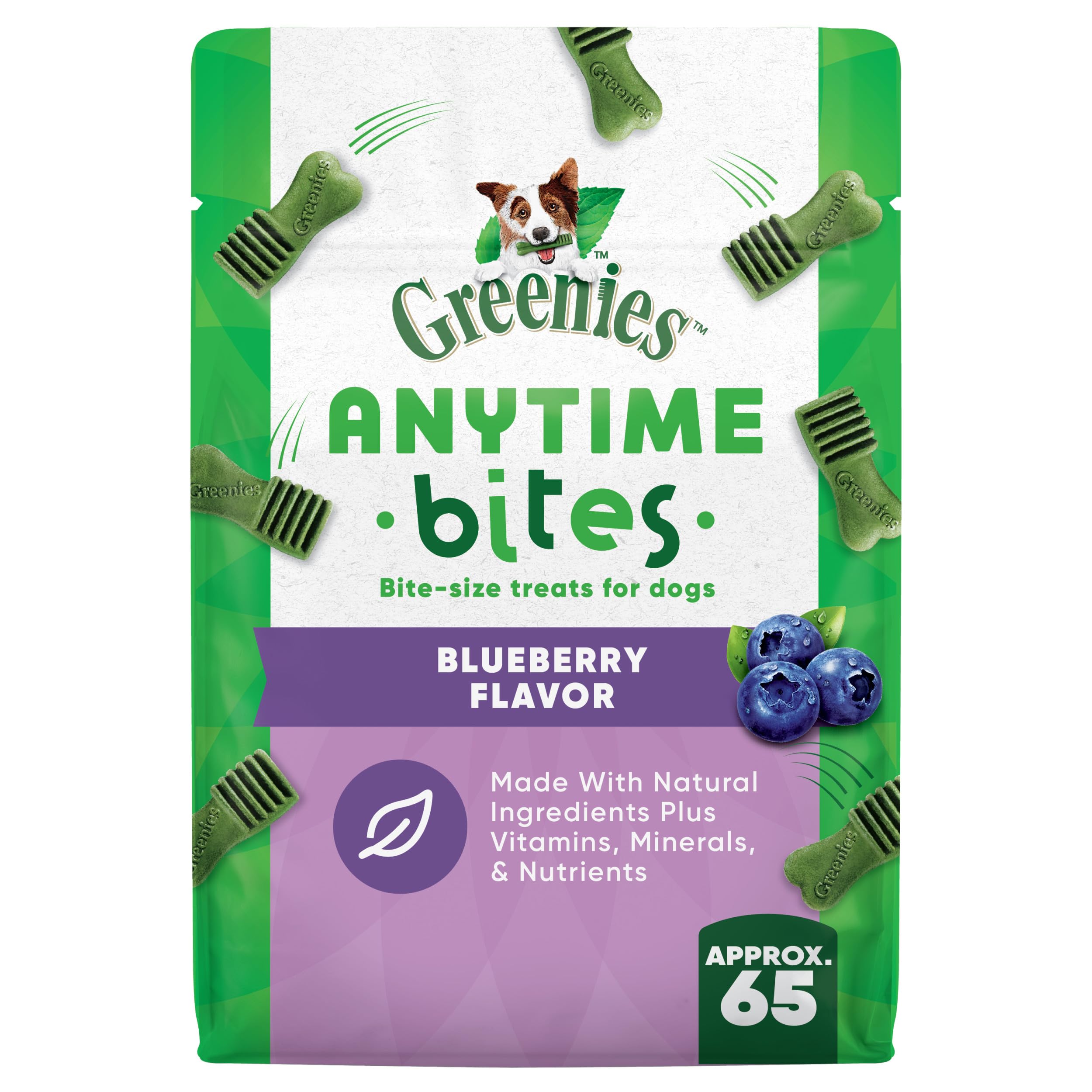 Greenies Anytime Bites Dog Treats, Blueberry Flavor, 10.3 oz. Bag