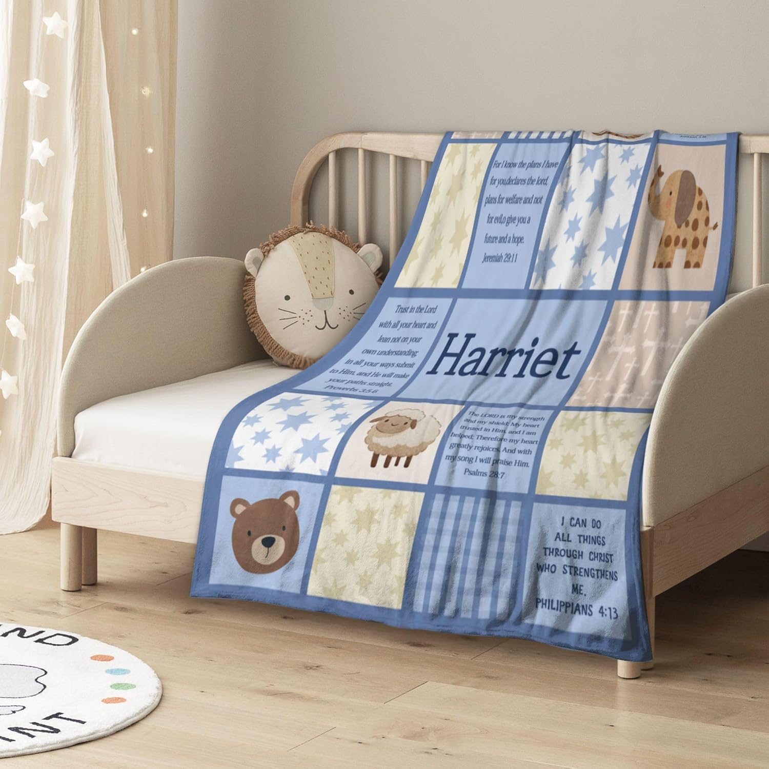 Personalized Baby Blankets with Name Christian Gift for Baby Plush Baptism Blanket Scripture Quote Swaddle Bible Verse Blanket for Newborn Birthday Christmas Christening Godchild Gift - Image 2