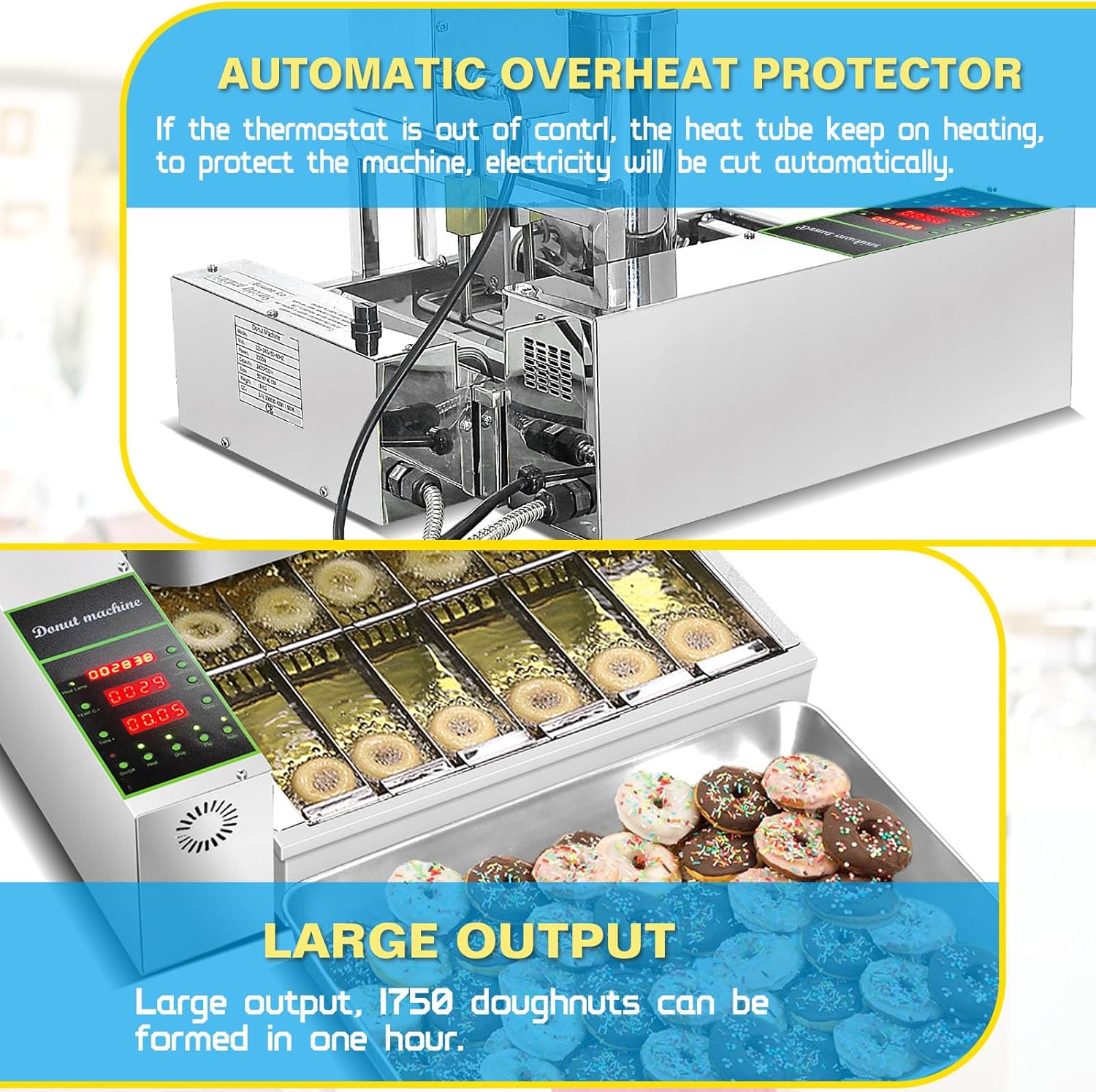 Commercial Frying Donuts Maker, Automatic Mini Donut Maker Machine, Doughnut Maker, For Restaurant, Bakery, Party, Dessert Shop (6 Row)