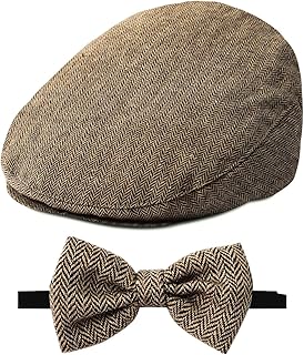 Baby Boy Driver Cap, Toddler 2pcs Newsboy Cap & Bow Tie （3 Months - 8 Years）