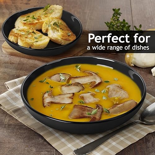 Miniatura 6 de MIAMIO Le Papillon - Juego de 6 cuencos para pastaensalada de 30 onzas  8.5 pulgadas, platos de pasta anchos y poco profundos, platos profundos de