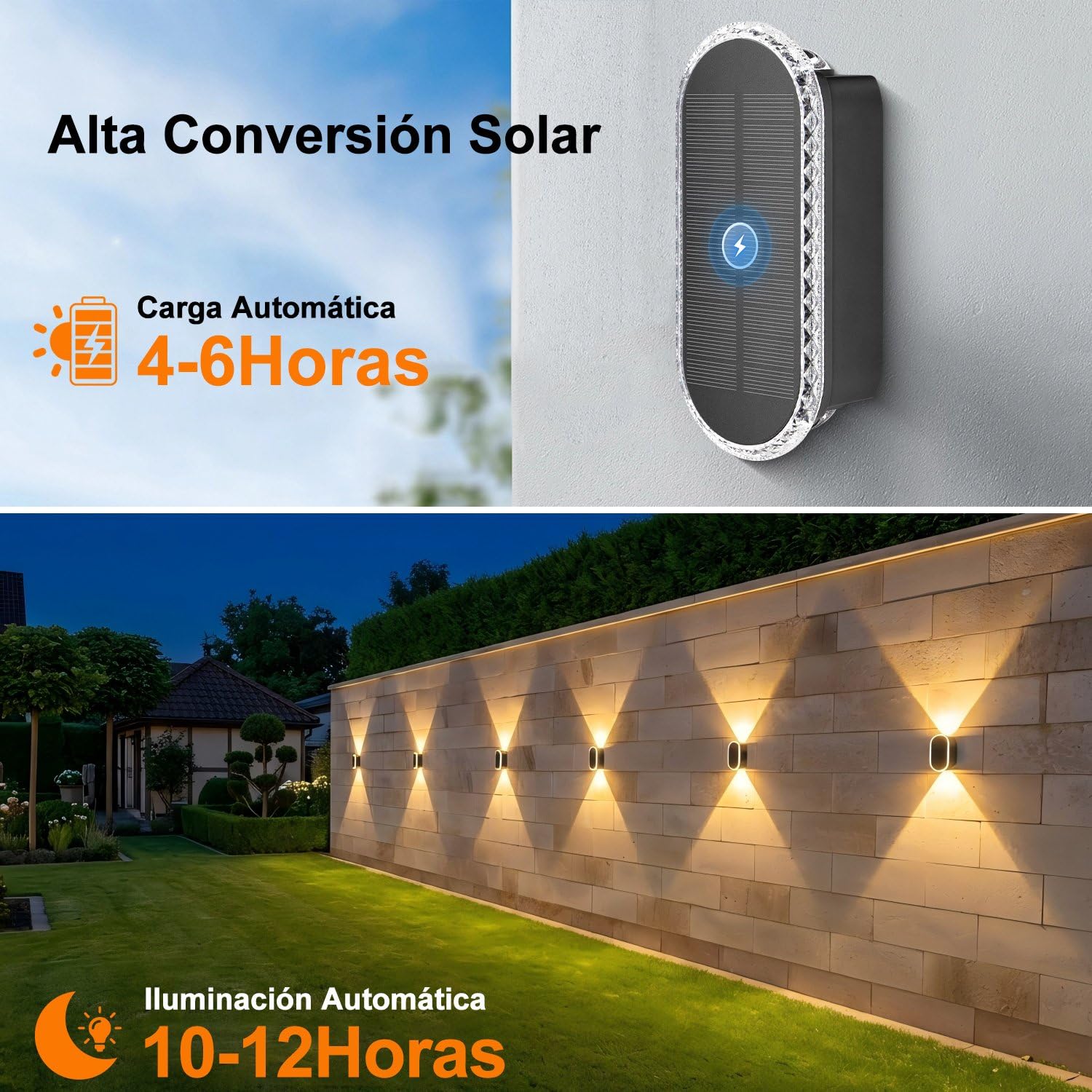 ELLASAY Aplique Solar Pared Exterior IP65 Impermeable 4 Pack