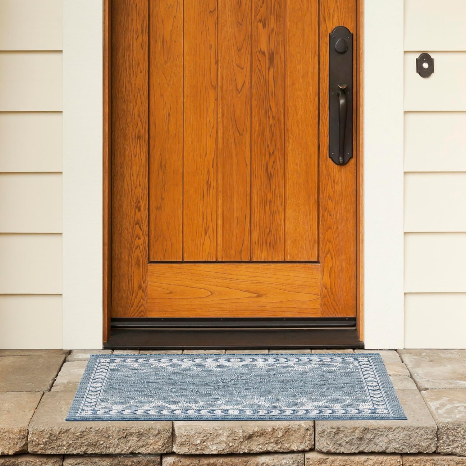 SAFAVIEH Courtyard Collection 2' x 3'7" Blue/Ivory CY8100 Modern Leopard Print Indoor/ Outdoor Waterproof Easy Cleaning Patio Backyard Mudroom Accent Rug